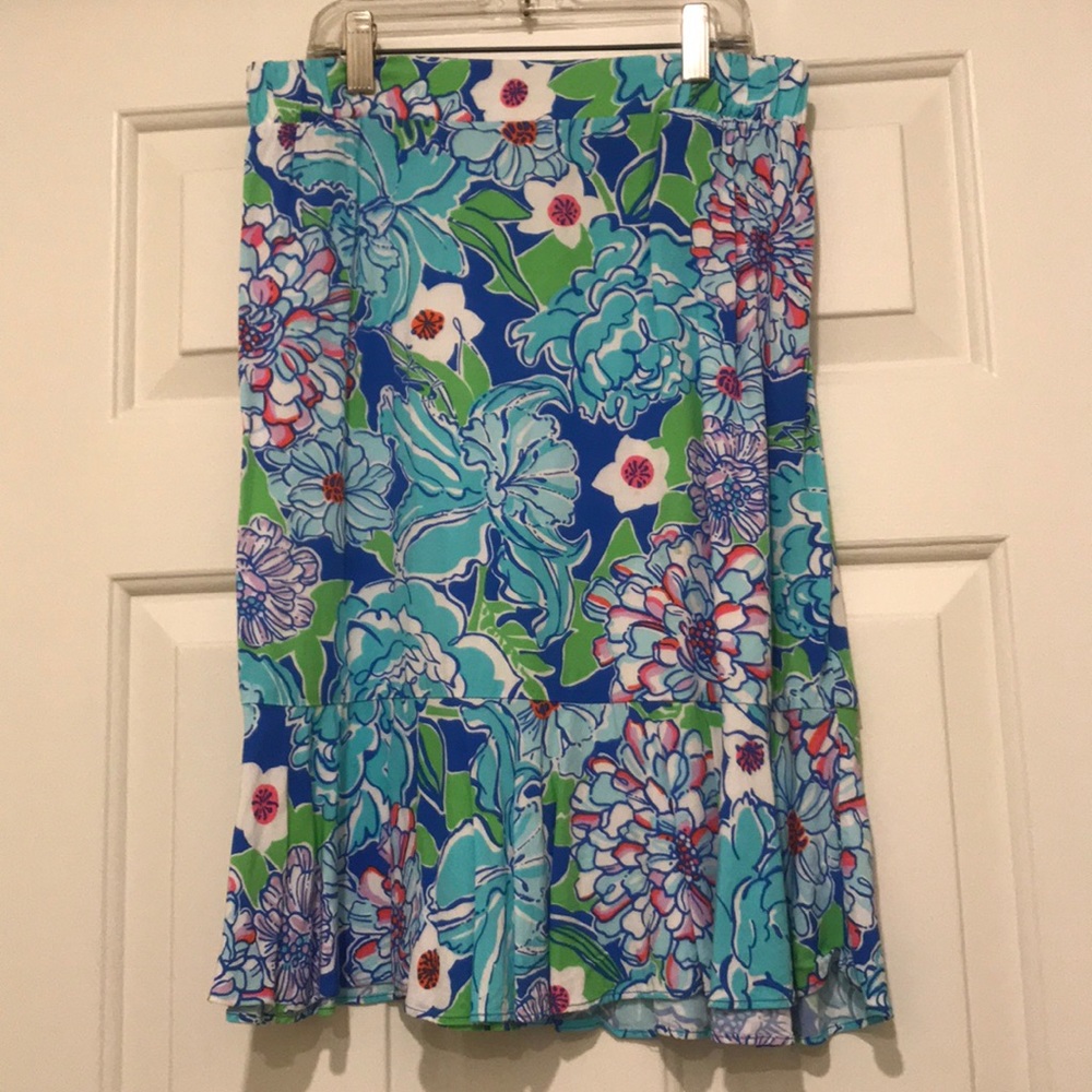 Lilly Pulitzer Blue and Green Floral Skirt
